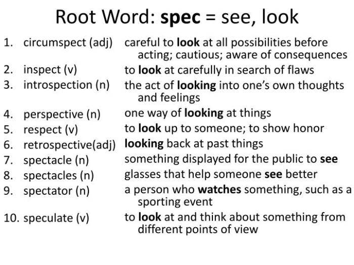 Words that have the root ped