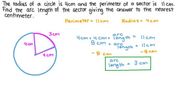 Arc length and sector area matching activity answer key